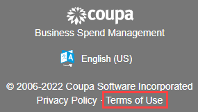 Conditions d'utilisation dans le menu du bas.