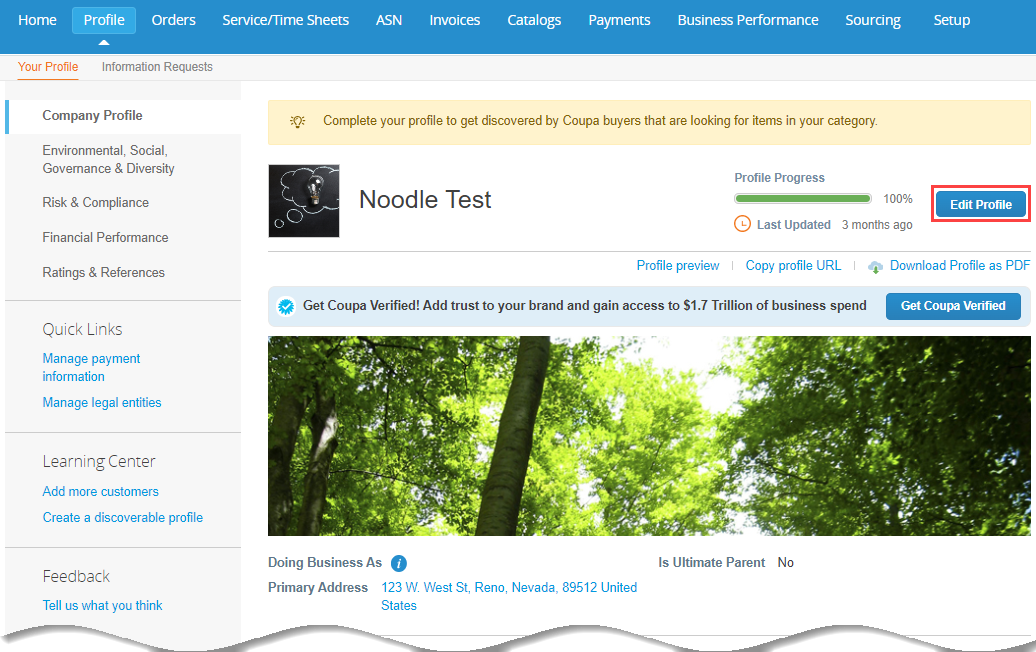 会社プロフィールセクション。
