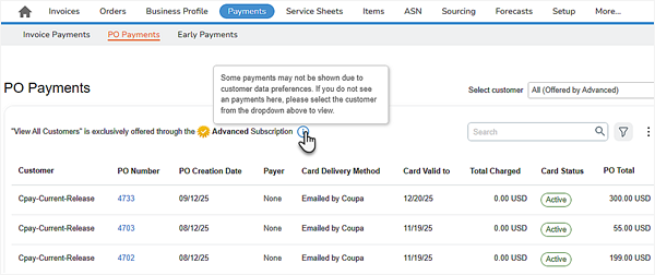 PO Payments Strategic View CSP