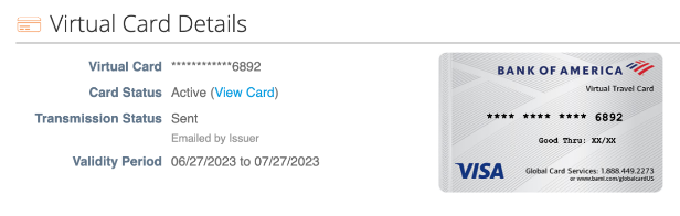 Virtual Card Details in the CSP